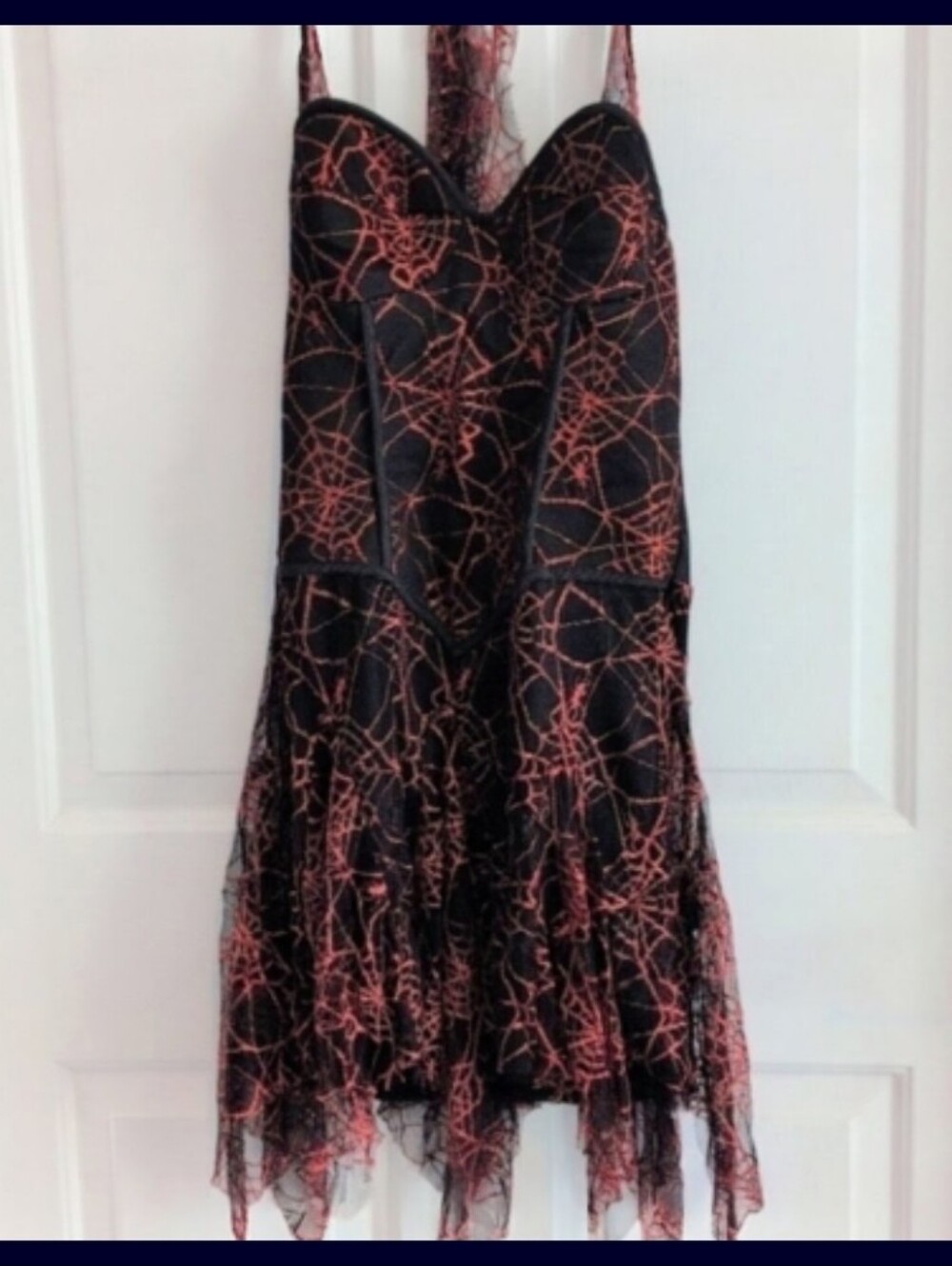 Sexy Witch Spiderweb Halloween Dress Witch Costume Black Orange Med Rock & Roll
